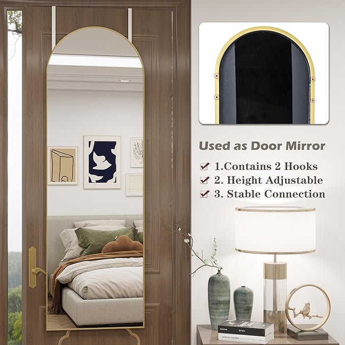 Arched Full Length Door Mirror 14x48, Metal Frame - Image 8