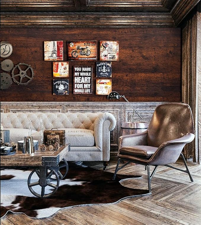 Dimoon 78.7"x17.7"Peel and Stick Wood Wallpaper Red Brown Wood Paper Red Dark - Image 3