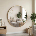 OLIXIS 28 Inch Gold Round Bathroom Wall Mirror, Round Bathroom Mirrors by OLIXIS