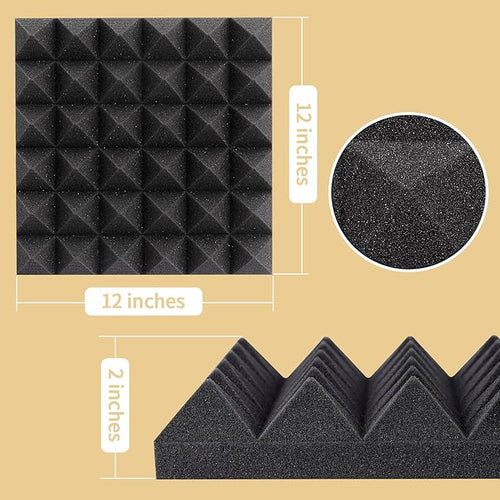 36 Pack AUSLET Acoustic Panels 12 x 12 x 2 Inches, Pyramid Sound Proof Foam - Image 2