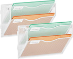 Marbrasse Wall File Holder 2-Tier Hanging Wall File Organizer, Mesh Mail Holder by Marbrasse