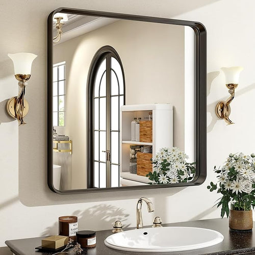 30"x 30" Black Bathroom Mirror by EASLY