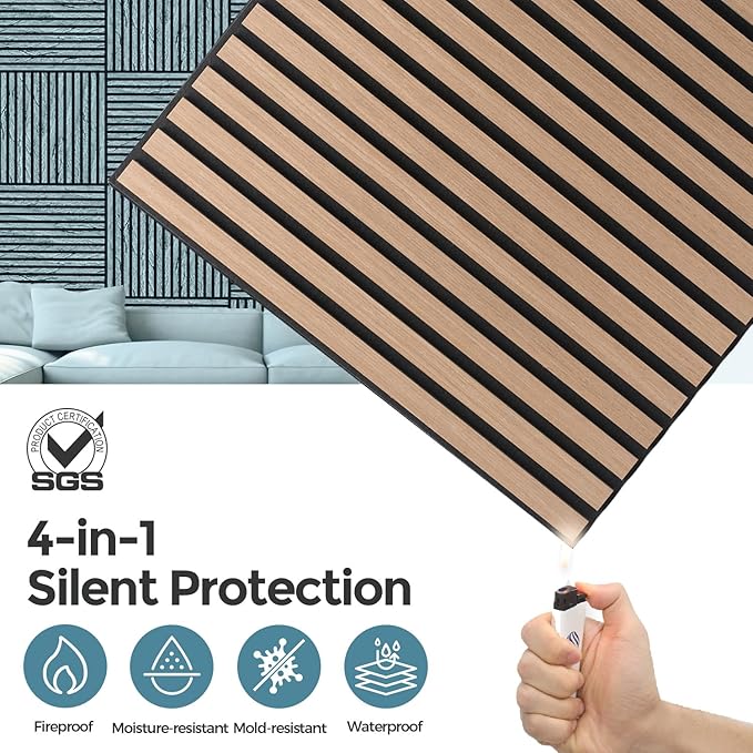 AKUMAX 4 Pack Wood Panels- 4x24x24Inches 3D Wall Panels Wood Wall, Decorative - Image 4