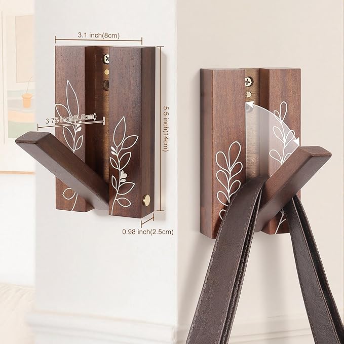 Rustic Folding Wall Hooks: Decorative Wooden Coat Hooks 2Pack Mounted - Image 3