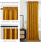 NICETOWN Yellowish Gold Velvet Curtains 108 inches Long, Bedroom Velvet Window - Image 5