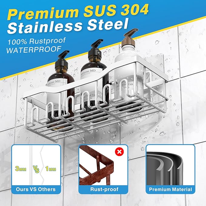 Shower Caddy 5 Pack, Adhesive Shower Organizer - Image 5