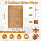 DoubleFill 2 Pcs Bamboo Shades Outdoor Reed Roll Up Blinds 48 W x 72 H Blackout - Image 2