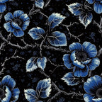 FLFK Black Floral Wallpaper Peel and Stick Dark Blue Flower Wallpaper 16" x by FLFK