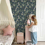 Simon&Siff Vintage Peel and Stick Wallpaper Blue Floral Wallpaper Wildflowers - Image 3