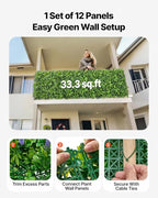 VEVOR Artificial Plant Wall, 40 x 120 in Artificial Boxwood Panels, Sun - Image 4