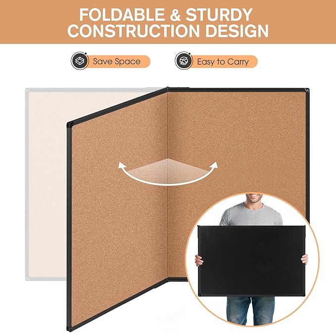 Cork Board Bulletin Board 36 x 48, Foldable Notice Pin Board - Image 4