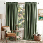 NICETOWN Sage Green Velvet Curtains 102 inches Long 2 Panels, Elegant and Sleek by NICETOWN