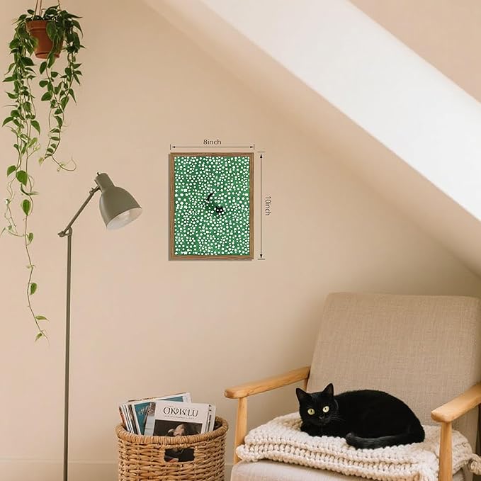 Framed Floral Black Cat Canvas Wall Art, Cute Black Cat in Daisy Field Painting - Image 3
