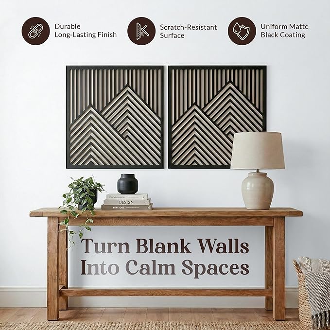 River's Edge Essentials Wood Mountain Wall Decor – Set of 2 Modern Wood Wall Art - Image 6