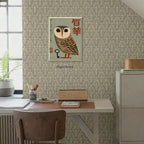 Vintage Japanese Framed Wall Art Owl Poster Mid Century Animal Print 20x30in - Image 6