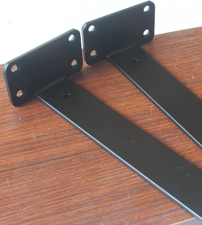 6 Pack - 11 inch Black Hidden L Shelf Bracket Iron Floating Shelf Brackets - Image 3