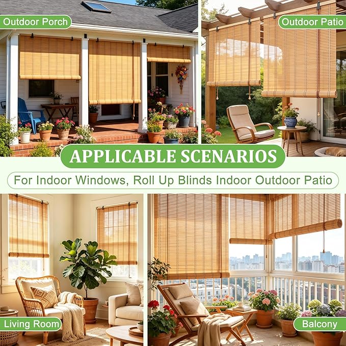 Bamboo Blinds 40x72 inch Bamboo Roman Shades - Image 5