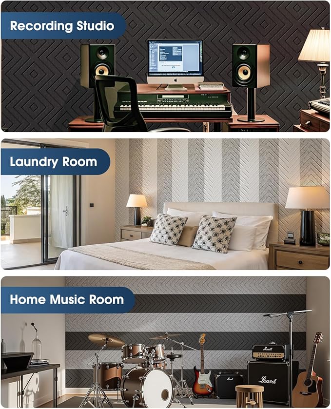 Sound Proof Foam Panels for Walls, 12 Pack Self-Adhesive Acoustic Panels - Image 8
