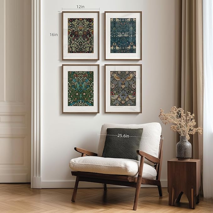Framed William Morris Wall Art Set of 4, Vintage Botanical Floral Bird Prints - Image 8