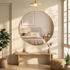 OLIXIS 24 Inch Gold Round Bathroom Wall Mirror, Round Bathroom Mirrors - Image 6