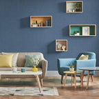 Blue Wallpaper Grasscloth Peel and Stick Wallpaper 17.7inch x 393.7inch - Image 3