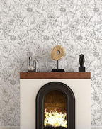 JiffDiff Floral Wallpaper Black & White Peel and Stick Vintage Peony Wall Paper - Image 2