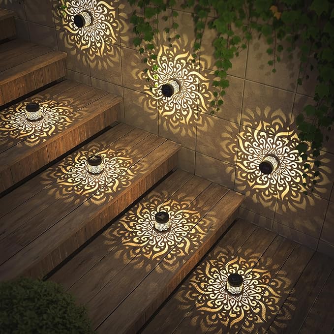 gardencave 2 Pack Solar Fence Lights Metal Solar Powered Outdoor Deck Step Wall - Image 3