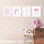 LARTSFRO Coquette Pink Bow Jesus Wall Art Decor Posters, Inspirational Bible - Image 3