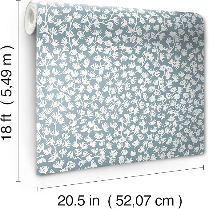 NuWallpaper x Society Social Sea Fern Slate Blue Peel and Stick Wallpaper - Image 8