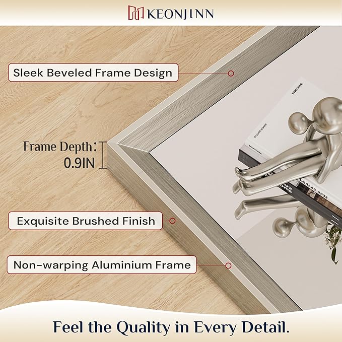 Keonjinn 72 x 36 Inch Brushed Nickel Bathroom Mirrors - Image 2