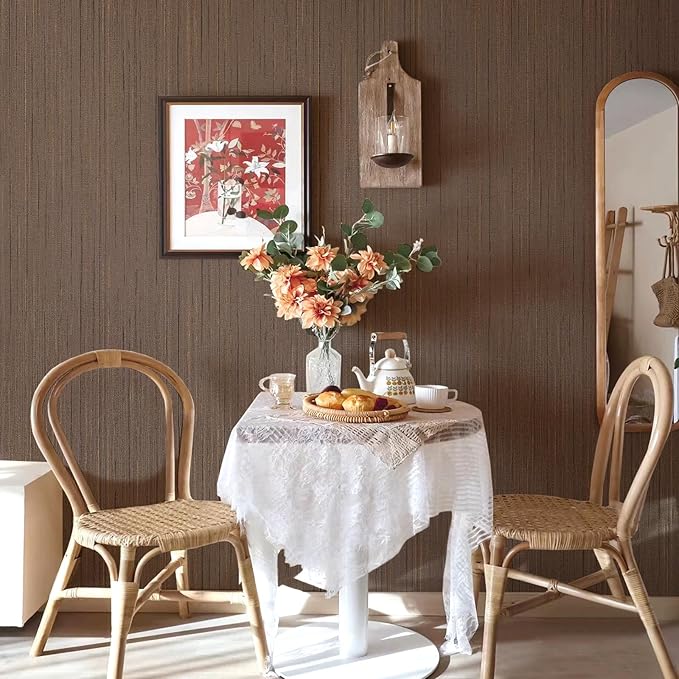 Brown Grasscloth Peel and Stick Wallpaper - Image 8