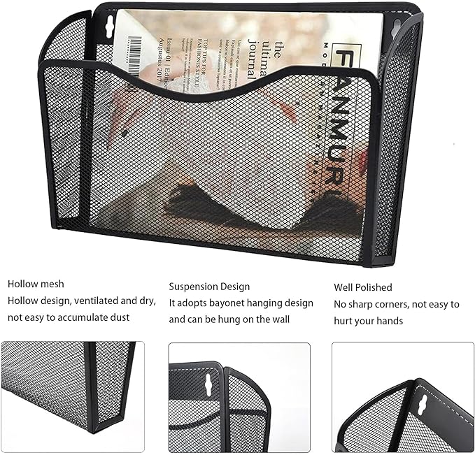 Gawerk 6 Pack Wall File Organizer, Mesh Wall File Pocket Mail Organizer Hanging - Image 3