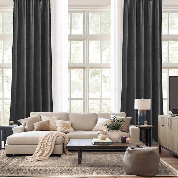 NICETOWN Grey Velvet Curtains 144 inches Long - Image 9