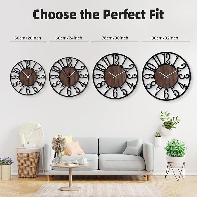 32'' Large Wall Clock with Adjustable Night Light, Glow in The Dark Decorative - Image 7