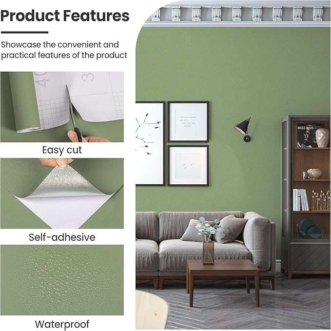 Green Peel and Stick Wallpaper Green Contact Paper - Image 6