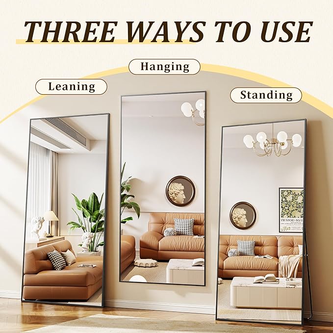 BEAUTYPEAK 86"x40" Rectangle Full Body Floor Mirrors, Full Length Mirror - Image 4