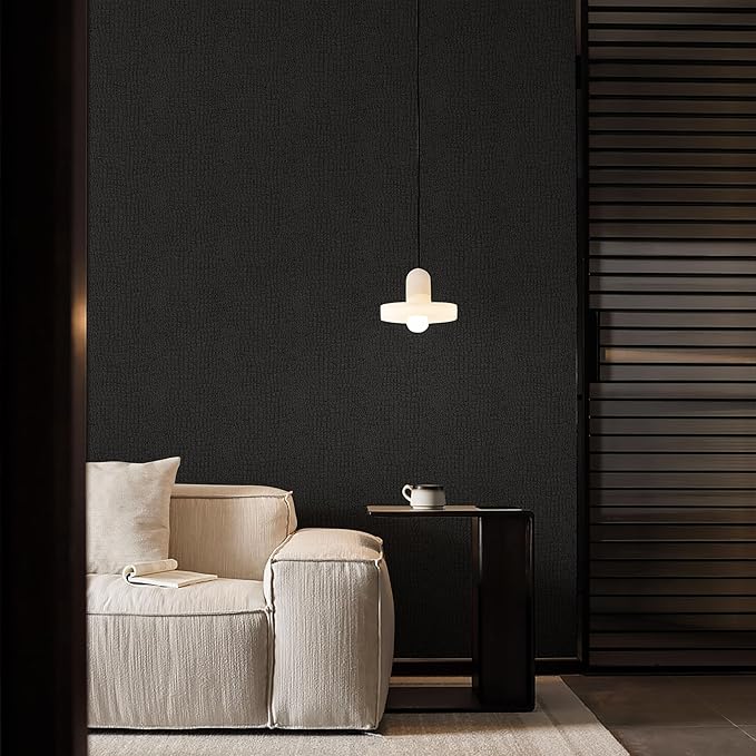 Fititem Black Peel and Stick Wallpaper 118inL 17.3inW Modern Black Crocodile - Image 8