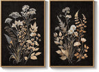 Large Framed Vintage Botanical Wall Art Set of 2, Neutral Farmhouse Moody - Image 9