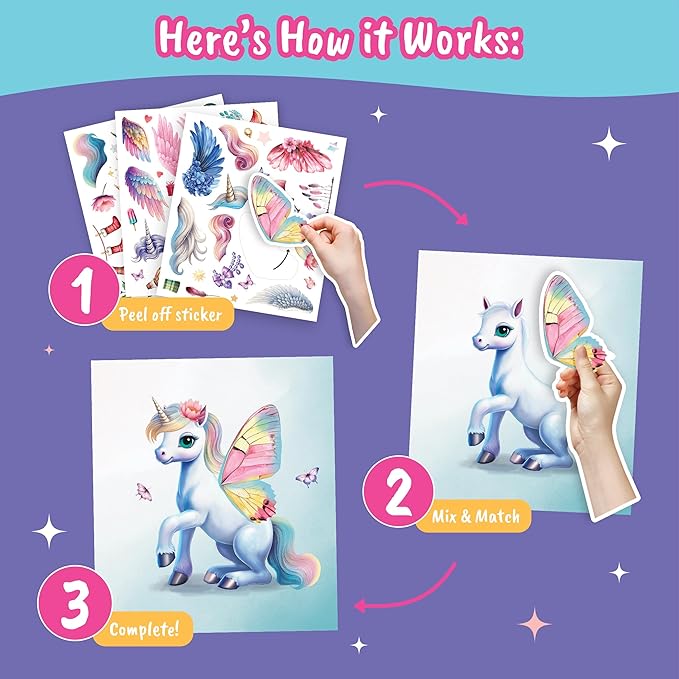 Sticker Dress Up Unicorn - Kids Activity Book Learn Fashion Design for Unicorn with Guides and 250+ Reusable Stickers. Christmas Gift for Girls Ages 5,6,7,8
