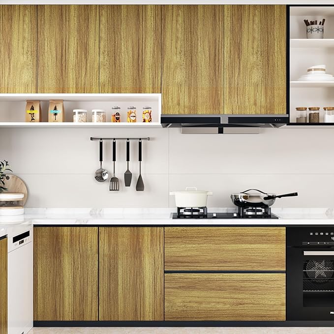 WESTICK Thick Brown Wood Wallpaper Kitchen Countertops Peel and Stick - Image 5