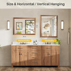 28x36 Inch Bathroom Mirror for Wall, Anti-Rust Walnut Wood Grain Metal Framed - Image 7