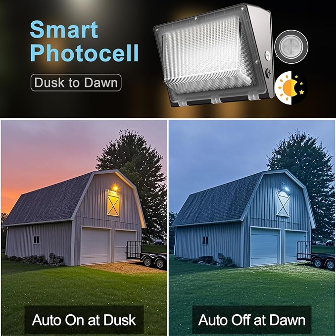 Lightdot 8Pack 100W LED Wall Pack Lights, 100-277v Dusk to Dawn - Image 3