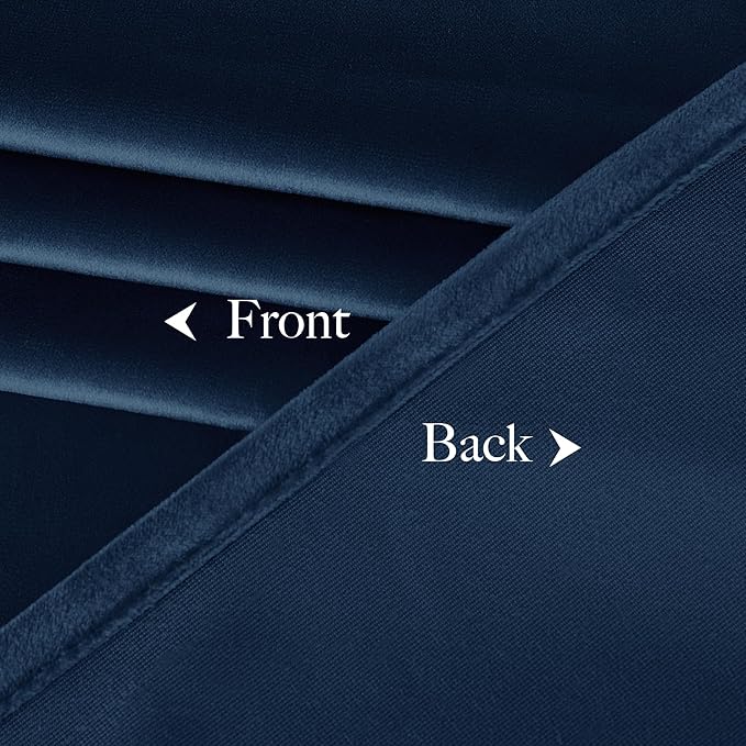 NICETOWN Navy Blue Velvet Blackout Curtains 96 inch Long - Image 5
