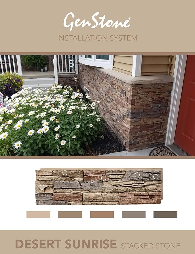 GenStone Faux Stacked Stone Sample 12" x 12" in Desert Sunrise Color - Image 4