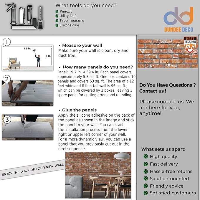Dundee Deco 3D Wall Panels Faux Brick - Image 9