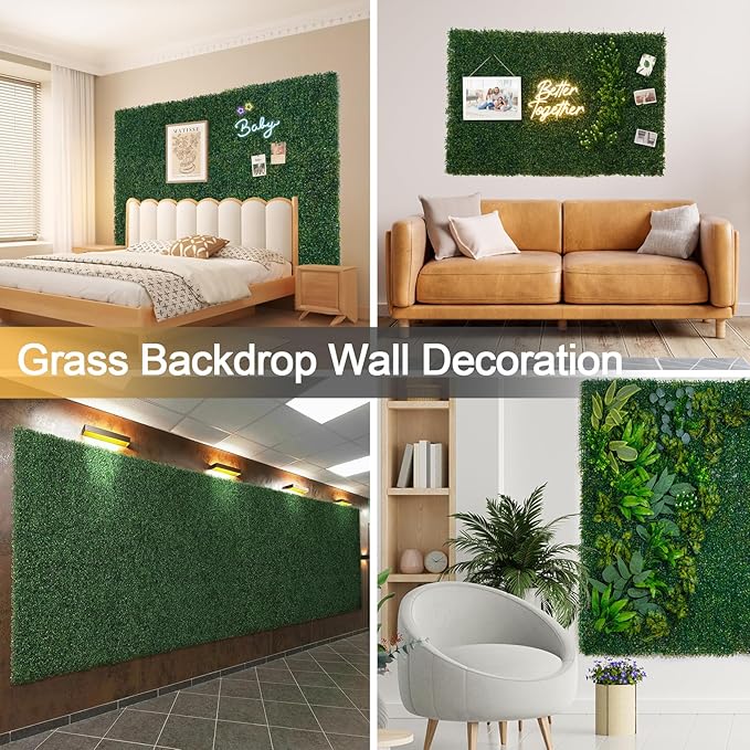 Luyue 24PCS 20”×20” Boxwood Panels, Artificial Grass Wall Panels Fake Greenery - Image 8