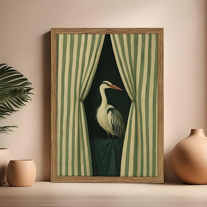 Framed Curtain Crane Canvas Wall ArtFramed Bird Wall Art, Elegant Heron Canvas - Image 4