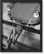 Poster Master Woman Under Classic Car by PosterMaster