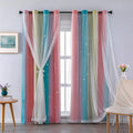 XiDi Curtains for Bedroom Decor, Rainbow Pink-Blue-52-90 by Addsomecolortolife