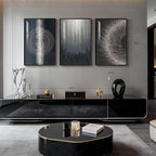 Large Framed Black Silver Modern Abstract Wall Art - Image 3